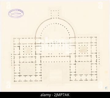 Grandjean de Montigny Auguste (1776-1850), parlamento. (?) (Senza dat.): Pianta. Acquerello Tusche sulla scatola, 27,2 x 32,5 cm (compresi i bordi di scansione) Grandjean de Montigny Auguste (1776-1850): Parlamentsgebäude, Kassel (?) Foto Stock