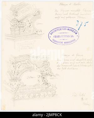 Nohl Maximilian (1830-1863), Palazzo Pitti a Firenze (14.10.1858): Decorazione murale. Matita su carta, 16,5 x 13,8 cm (compresi i bordi di scansione) Nohl Maximilian (1830-1863): Palazzo Pitti, Florenz Foto Stock