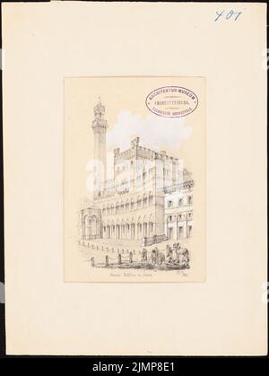 Nohl Maximilian (1830-1863), Palazzo Publico di Siena (27 ottobre 1858): Vista prospettica. Matita con titolo su carta, 30,8 x 23,2 cm (compresi i bordi di scansione) Nohl Maximilian (1830-1863): Palazzo pubblico, Siena Foto Stock