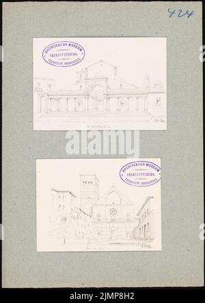 Nohl Massimiliano (1830-1863), Cattedrale di Assisi. Vista di Civita Castellana (05.08.1859): Vista prospettica. Matita su carta, 30,5 x 21,7 cm (compresi i bordi di scansione) Nohl Maximilian (1830-1863): Dom, Assisi. Ansicht von Civita Castellana Foto Stock