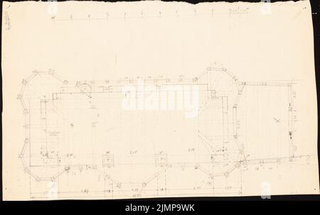 Lehmmübner Paul (1855-1916), Brunnenhaus in Popperode (senza dat.): Pianta. Matita su cartone, 23 x 36,5 cm (compresi i bordi di scansione) Lehmgrübner Paul (1855-1916): Brunnenhaus, Poperode Foto Stock