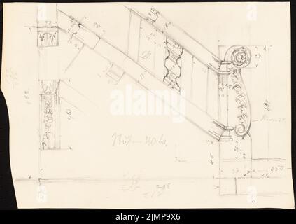 Lehmmübner Paul (1855-1916), Brunnenhaus in Popperode (senza dat.): Ringhiera per scale. Matita su cartone, 25,1 x 35,4 cm (compresi i bordi di scansione) Lehmgrübner Paul (1855-1916): Brunnenhaus, Poperode Foto Stock