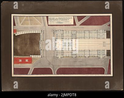 Schmalz otto (1861-1915), Stazione Centrale di Dresda (1892): Dipartimento. Acquerello Tusche sulla scatola, 93,3 x 126,7 cm (compresi i bordi di scansione) Schmalz otto (1861-1906): Hauptbahnhof, Dresda Foto Stock