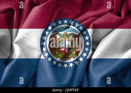 Missouri Flag, USA state Flag Missouri, Fabric flag Missouri, 3D work e 3D image Foto Stock