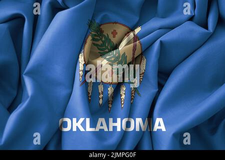 Oklahoma Flag, USA state Flag Oklahoma, Fabric flag Oklahoma, 3D work e 3D image Foto Stock