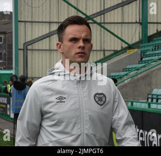 Easter Road Stadium Edinburgh.Scotland.UK.7th ago 22 Hibs v Hearts Cinch Premiership Match Hearts Lawrence Shankland Credit: eric mccowat/Alamy Live News Foto Stock