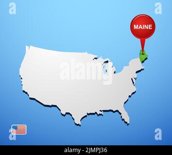 Maine sulla mappa USA Foto Stock