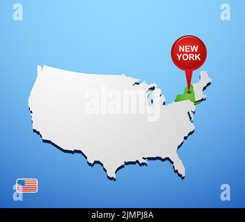 A New York in Stati Uniti d'America mappa Foto Stock