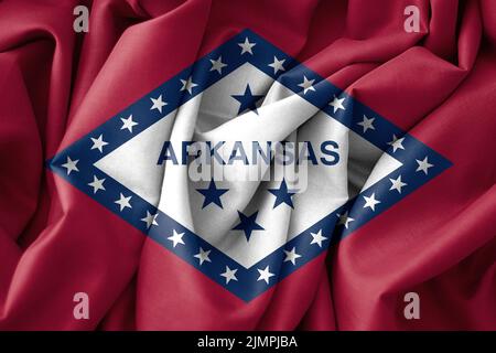 Bandiera dell'Arkansas, bandiera dello Stato degli Stati Uniti Arkansas, bandiera del tessuto Arkansas, 3D opere e 3D immagini Foto Stock