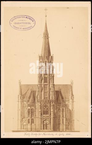 Güldenpfennig Arnold (1830-1908), Chiesa cattolica di San Giorgio, Amburgo (1886): Design gotico, vista frontale. Foto su carta, 24,3 x 16,1 cm (compresi i bordi di scansione) Güldenpfennig Arnold (1830-1908): Katholische Kirche St. Georg, Amburgo Foto Stock