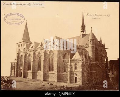 Güldenpfennig Arnold (1830-1908), chiesa di Lippstadt (1873-1873): Vista laterale. Foto su cartone, 20,1 x 26,4 cm (compresi i bordi di scansione) Güldenpfennig Arnold (1830-1908): Katholische Pfarrkirche St. Nicolai, Lippstadt Foto Stock