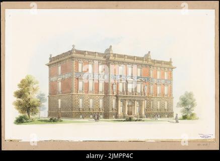 Herrmann Heinrich Ludwig Alexander (1821-1889), edificio commerciale per la corte del distretto reale, Potsdam (1881-1881): Vista prospettica. Acquerello Tusche sulla scatola, 56,2 x 81,9 cm (compresi i bordi di scansione) Herrmann Heinrich Ludwig Alexander (1821-1889): Geschäftsgebäude für das Königliche Landgericht, Potsdam Foto Stock