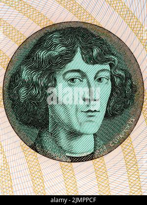 Nicolaus Copernicus ritratto dal polacco denaro Foto Stock