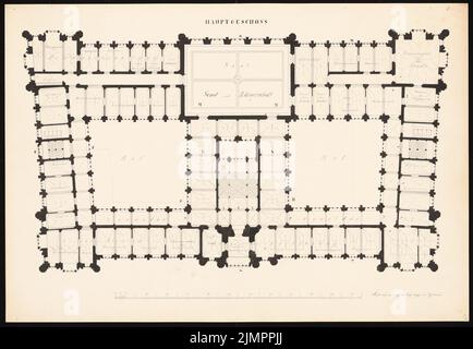 Knoblauch Eduard (1801-1865), municipio di Amburgo (1854): Piano principale. Inchiostro, 45,3 x 65,5 cm (inclusi i bordi di scansione) Knoblauch Eduard (1801-1865): Rathaus, Amburgo Foto Stock