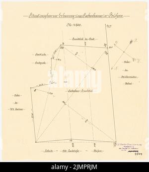 Lehmmübner Paul (1855-1916), salute e Siechenhaus a Brüssow. Progetto preliminare (1899): Pianta del sito 1: 500. Inchiostro su trasparente, 33,5 x 30,7 cm (compresi i bordi di scansione) Lehmgrübner Paul (1855-1916): Kranken- und Siechenhaus, Brüssow. Vorentwurf Foto Stock