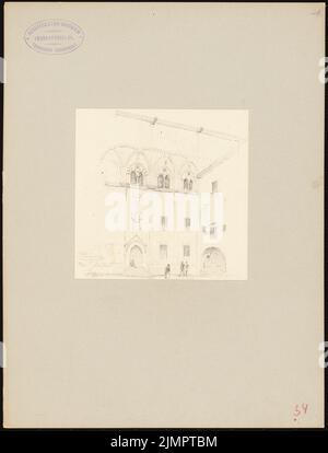 Hoffmann Emil (1845-1901), Palazzo Selafani a Palermo (1894): Vista sul cortile. Matita su carta, 32,5 x 24,7 cm (compresi i bordi di scansione) Hoffmann Emil (1845-1901): Palazzo Selafani, Palermo Foto Stock