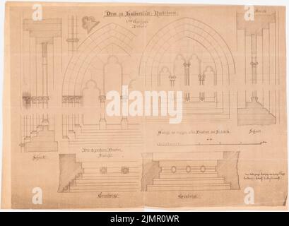 Lehmmübner Paul (1855-1916), Cattedrale di Halberstadt (1894): 3 finestra grande e antica al 4th piano 1:20. Rottura leggera su carta, 50,8 x 69,2 cm (compresi i bordi di scansione) Lehmgrübner Paul (1855-1916): Dom, Halberstadt Foto Stock