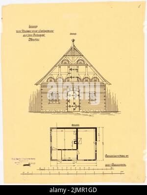 Lehmmübner Paul (1855-1916), Menkin Rittergut. Conversione dell'edificio stabile (1899): Piano 1:50, lato Riss Giebel 1:50 (vedere Inv.No. 6949). Inchiostro su trasparente, 41,3 x 33 cm (inclusi i bordi di scansione) Lehmgrübner Paul (1855-1916): Rittergut Menkin. Umbau des Stallgebäudes Foto Stock