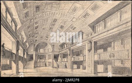 Schmitz Bruno (1858-1916), Rosengarten, Mannheim. Ampliamento (15 febbraio 1912): Vista prospettica interna. Matita, gesso su cartone, 46,6 x 79,8 cm (compresi i bordi di scansione) Schmitz Bruno (1858-1916): Rosengarten, Mannheim. Erweiterungsbau Foto Stock