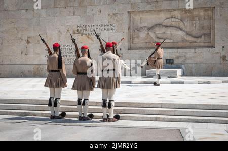 Cambio delle guardie, Atene, Grecia. Foto Stock