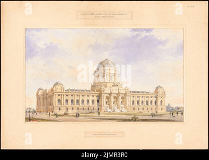 Löw Wilhelm von, Reichstag, Berlino. Secondo concorso (1882): Prospettiva. Acquerello Tusche sulla scatola, 76,4 x 106,3 cm (compresi i bordi di scansione) Löw Wilhelm von : Reichstag, Berlino. Zweiter Wettbewerb Foto Stock