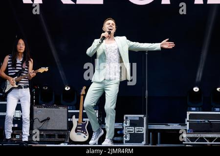 Città di Brighton e Hove, Jake Shears ex delle Sorelle Scissor che si esibiscono a Brighton Pride 2022, We are Fabuloso. 7th agosto 2022 Foto Stock