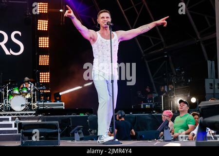 Città di Brighton e Hove, Jake Shears ex Sissor Sisters in esecuzione a Brighton Pride 2022, We are Fabuloso. 7th agosto 2022 Foto Stock