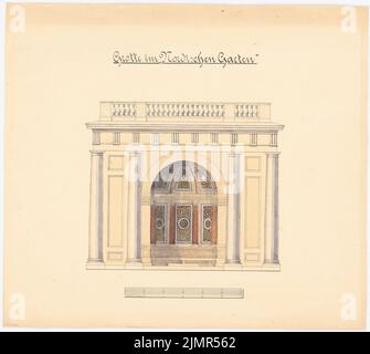 Barth Erwin (1880-1933), campo di misura e disegno esercizio nel parco di Sanssouci, Potsdam. (?) (circa 1901): Vista frontale della grotta nel giardino nordico, scala bar. Acquerello Tusche sulla scatola, 42,6 x 47,5 cm (compresi i bordi di scansione) Barth Erwin (1880-1933): Feldmess- und Zeichenübung im Park von Sanssouci, Potsdam (?) Foto Stock