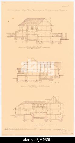 Barth Erwin (1880-1933), Fraenkel Garden a Berlin-Kladow (02,1933): Taglia la casa, 1: 100. Rottura leggera su carta, 73 x 40,3 cm (compresi i bordi di scansione) Barth Erwin (1880-1933): Garten Fraenkel, Berlino-Kladow Foto Stock