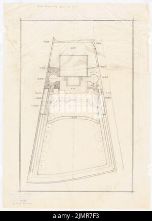 Barth Erwin (1880-1933), Parcel 17 nel »Luxus Bad Groß-Glienicke« a Berlino-Spandau (senza dat.): Giardino: Grundriss variante 2 1: 200, nota. Matita su trasparente, 43,6 x 31,4 cm (compresi i bordi di scansione) Barth Erwin (1880-1933): Parzelle 17 im »Luxusbad Groß-Glienicke«, Berlino-Spandau Foto Stock