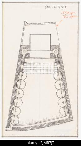 Barth Erwin (1880-1933), Parcel 17 nel »Luxus Bad Groß-Glienicke« a Berlino-Spandau (senza DAT.): Giardino: Grundriss 1: 200. Matita colorata e matita su trasparente, 38,4 x 22,3 cm (compresi i bordi di scansione) Barth Erwin (1880-1933): Parzelle 17 im »Luxusbad Groß-Glienicke«, Berlino-Spandau Foto Stock