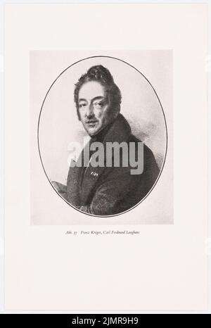 Krüger Franz (1797-1857), ritratto del giovane Langhan (senza data): Ritratto del giovane Langhan. Pressione su carta, 24,9 x 16,7 cm (compresi i bordi di scansione) Krüger Franz (1797-1857): Portrait des jüngeren Langhans Foto Stock