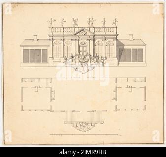 Langhans Carl Gottardo (1732-1808), Villa (senza dat.): Pianta del pavimento, vista. Acquerello Tusche su carta, 29,6 x 33,3 cm (compresi i bordi di scansione) Langhans Carl Gottardo (1732-1808): Villa Foto Stock