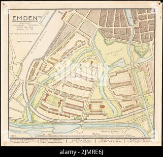 Jansen Hermann (1869-1945), piano di distribuzione e sviluppo per Emden-Ost (05,1921): Grund- und Dialtplan 1: 2000. Matita colorata a rottura sulla scatola, 64,6 x 71,2 cm (compresi i bordi di scansione) Jansen Hermann (1869-1945): Aufteilungs- und Bebauungsplan für Emden-Ost Foto Stock