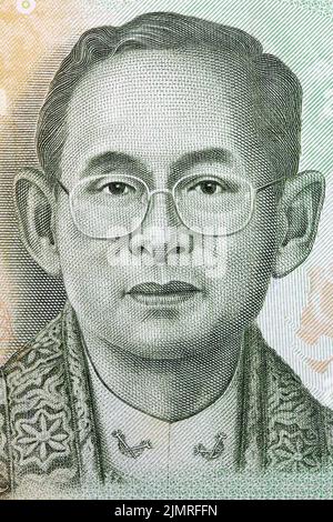 Bhumibol Adulyadej - Re Rama IX, ritratto da tailandese denaro Foto Stock