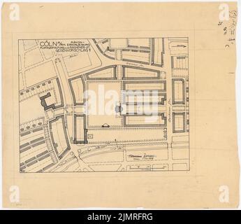 Jansen Hermann (1869-1945), concorso per lo sviluppo del rayon interno, Colonia (11,1919): Progetto base del luogo design a Aachener Str. Ink on transparent, 52 x 59,7 cm (compresi i bordi di scansione) Jansen Hermann (1869-1945): Wettbewerb zur Bebauung des Inneren Rayons, Köln Foto Stock