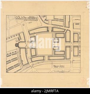 Jansen Hermann (1869-1945), concorso per lo sviluppo del rayon interno, Colonia (11,1919): Piano di base per la progettazione spaziale ad Aachener Str. Ink on transparent, 50,6 x 51,2 cm (compresi i bordi di scansione) Jansen Hermann (1869-1945): Wettbewerb zur Bebauung des Inneren Rayons, Köln Foto Stock