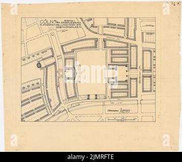 Jansen Hermann (1869-1945), concorso per lo sviluppo del rayon interno, Colonia (11,1919): Piano di base per la progettazione spaziale ad Aachener Str. Ink on transparent, 48 x 57,5 cm (compresi i bordi di scansione) Jansen Hermann (1869-1945): Wettbewerb zur Bebauung des Inneren Rayons, Köln Foto Stock