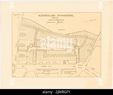 Jansen Hermann (1869-1945), piano di sviluppo per il Kleinsiedlung Berlin-Johannisthal (19 febbraio 1919): Suggerimento del dipartimento i 1: 2000. Light break on the box, 46,2 x 58,6 cm (compresi i bordi di scansione) Jansen Hermann (1869-1945): Bebauungsplan für die Kleinsiedlung Berlin-Johannisthal Foto Stock