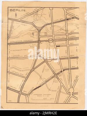 Jansen Hermann (1869-1945), proposte di regolamentazione del traffico a Berlino. Old West (01/12/1926): Piano d'insieme con la marcatura delle 'strade di traffico' 1: 10.000, barra di scala. Rottura leggera su carta, 43,3 x 34,2 cm (compresi i bordi di scansione) Jansen Hermann (1869-1945): Verkehrsregulierungsvorschläge, Berlino. Alter Westen Foto Stock