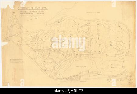 Jansen Hermann (1869-1945), piano di sviluppo parziale, Strausberg (02/10/1921): Piano di parcelatura 1: 2000, disegno 2nd inchiostro e matita su trasparente, 65,9 x 102,7 cm (compresi i bordi di scansione) Jansen Hermann (1869-1945): Teilbebauungsplan, Strausberg Foto Stock