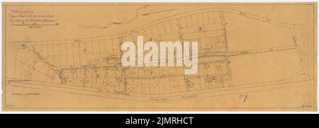 Jansen Hermann (1869-1945), piano di sviluppo parziale, Strausberg (15 ottobre 1920): Piano di parceling 1: 1500. Matita su trasparente, 35 x 97,7 cm (compresi i bordi di scansione) Jansen Hermann (1869-1945): Teilbebauungsplan, Strausberg Foto Stock