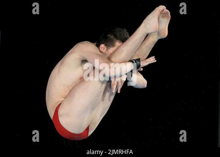 Aidan Heslop del Galles in azione durante la finale della piattaforma maschile del 10m al Sandwell Aquatics Center il giorno dieci dei Giochi del Commonwealth 2022 a Birmingham. Data foto: Domenica 7 agosto 2022. Foto Stock