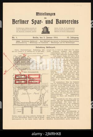 Taut Bruno (1880-1938), Schillerpark insediamento a Berlino-matrimonio (1924-1930): Dipartimento in messaggi .... Stampa con disegno, 28,9 x 20,6 cm (compresi i bordi di scansione) teso Bruno (1880-1938): Siedlung Schillerpark, Berlino-matrimonio Foto Stock