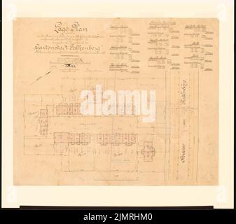 Taut Bruno (1880-1938), Gartenstadt Falkenberg a Berlino-Altglienicke (1913): Dipartimento 1: 250. Light break with drawing, 77,1 x 86,6 cm (compresi i bordi di scansione) teso Bruno (1880-1938): Gartenstadt Falkenberg, Berlin-Altglienicke Foto Stock