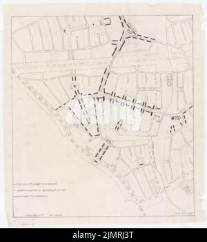 Jansen Hermann (1869-1945), pianificazione del traffico e degli insediamenti per l'espansione delle città di Neukirchen e Vluyn (15 aprile 1926): Piano di sviluppo parziale Neukirchen: Piano di base 1: 5000. Matita su trasparente, 44,2 x 40 cm (compresi i bordi di scansione) Jansen Hermann (1869-1945): Verkehrs- und Siedlungsplanung der Erweiterung der Städte Neukirchen und Vluyn Foto Stock