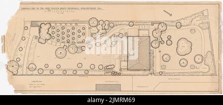 Jansen Hermann (1869-1945), Haus Jansen a Berlino-Grunewald (10,1936): Pianta del giardino, pianta del piano 1: 100. Inchiostro su trasparente, 44,4 x 103,5 cm (compresi i bordi di scansione) Jansen Hermann (1869-1945): Haus Jansen, Berlin-Grunewald Foto Stock