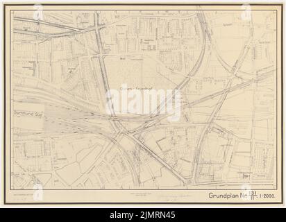 Jansen Hermann (1869-1945), piano di sviluppo di Dortmund (20.01.1941): Centro, mappa sezione 131/11 1: 2000. Rottura leggera su carta, 72 x 98,9 cm (compresi i bordi di scansione) Jansen Hermann (1869-1945): Bebauungsplan Dortmund Foto Stock