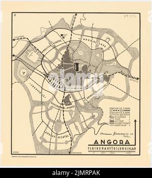 Jansen Hermann (1869-1945), piano di sviluppo totale Ankara (14 novembre 1928): Piano di utilizzo del territorio e di traffico 1: 5000. Pressione su carta, 48,6 x 44,1 cm (compresi i bordi di scansione) Jansen Hermann (1869-1945): Gesamtbebauungsplan Ankara Foto Stock