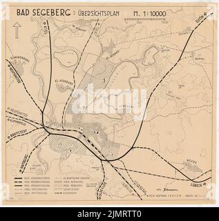 Jansen Hermann (1869-1945), piano di sviluppo Bad Segeberg (18 gennaio 1940): Piano generale 1: 10000. Inchiostro su trasparente, 77,9 x 82,4 cm (compresi i bordi di scansione) Jansen Hermann (1869-1945): Bebauungsplan Bad Segeberg Foto Stock